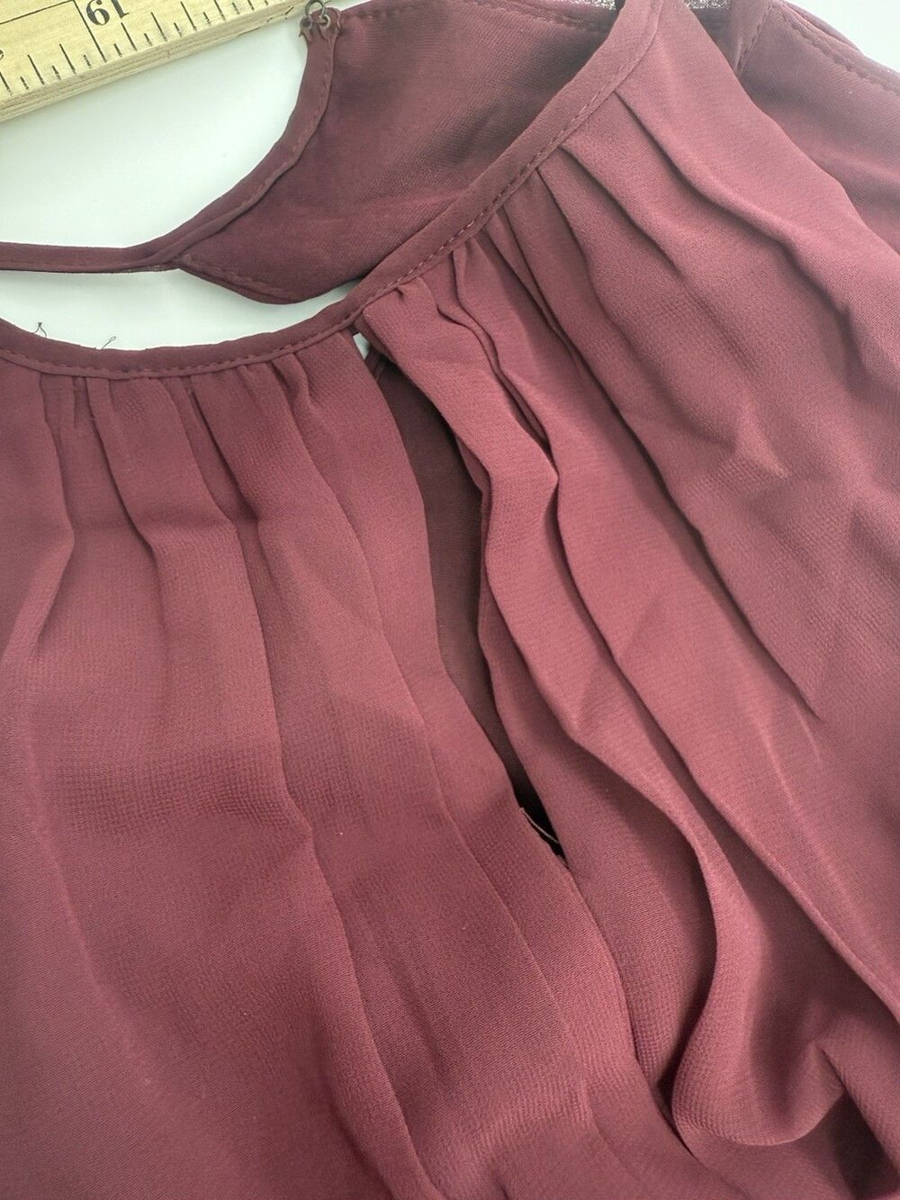David's Bridal Wine/Burgandy long chiffon highneck size 10 Used once - Picture 4 of 8